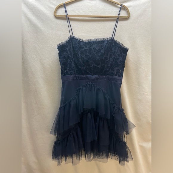 City Studio Navy Blue Tiered Mini Dress - Picture 1 of 8